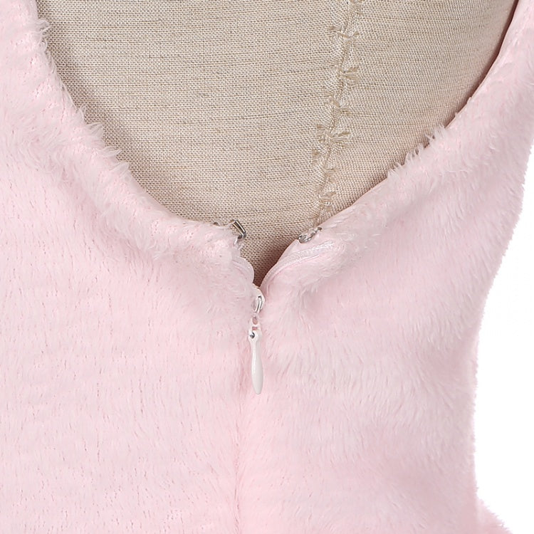 Pink Bunny Ears Hooded Plush Overalls Sweet Lolita Dress - image 7