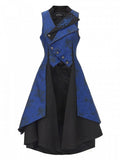 Dark Blue Asymmetrical Ouji Waistcoat and Sleeveless Coat - image 1