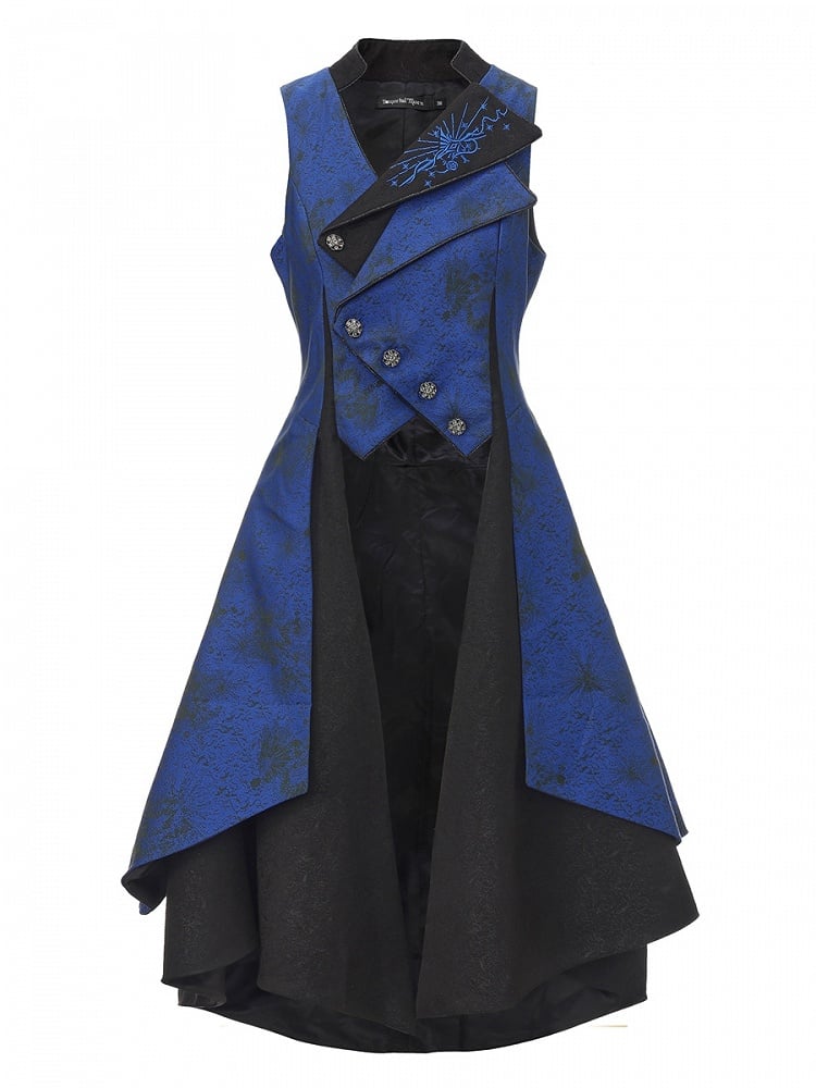Dark Blue Asymmetrical Ouji Waistcoat and Sleeveless Coat - image 1