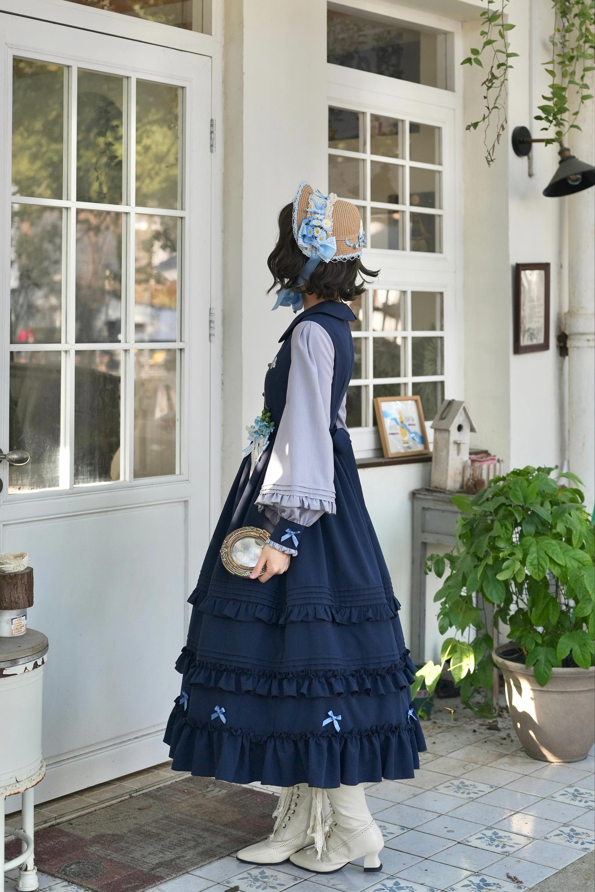 Verdant Name - High-waisted Classic Lolita Dress, Embroidered Bellflower - image 12