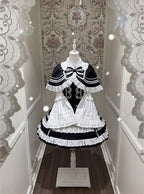 Monochrome Snowflake Cotton JSK Dress with Ruffle Trim - image 8