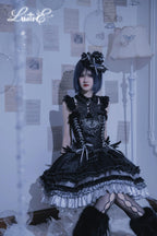 Metallic Angel Black Gothic Lolita Top and Ruffled Skirt Set - image 8