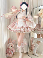 Little Herbalist - Han Lolita Skirt Outfit with Cross-collar Blouse and Apron - image 3