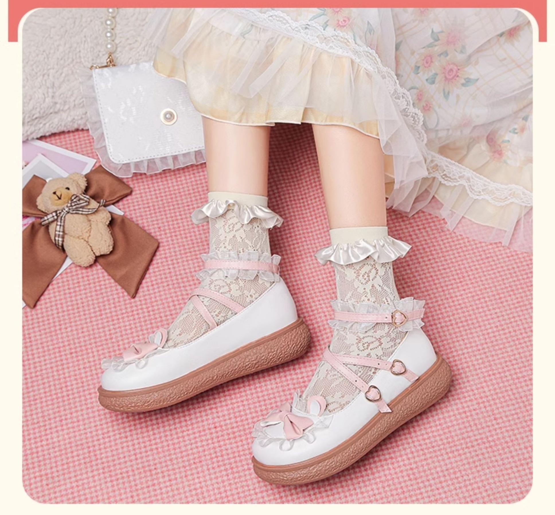 Sweet Bunny - Sweet Lolita Flat Shoes with Ear and Bow Decorations - image 6