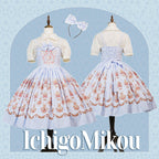 Rose Garden Bunny - Daily Lolita Rose Bunny Printing OP JSK Dress Set - image 25