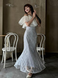 Elegant Blue Sequin Mermaid Skirt - image 1