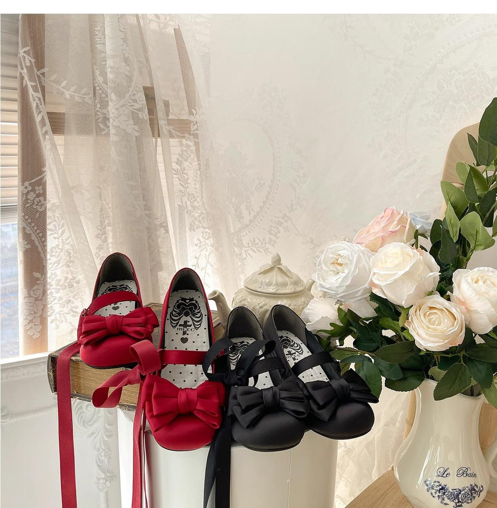 Sissi Satin Bow Sweet Lolita Low Heels - image 13