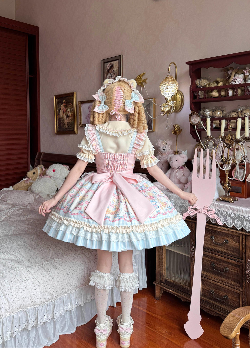Sweet Cat Fruit Candy - Sweet Lolita Dessert Printed JSK Dress, Bows & Ruffles and Accessories - image 2