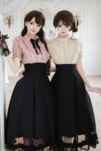 Miss Lola · Snow Kiss - Stand Collar Short Puff Sleeves Ruffled Color-Blocked Faux Two-Piece Sweet Lolita Long Dress 3 Colors - image 11