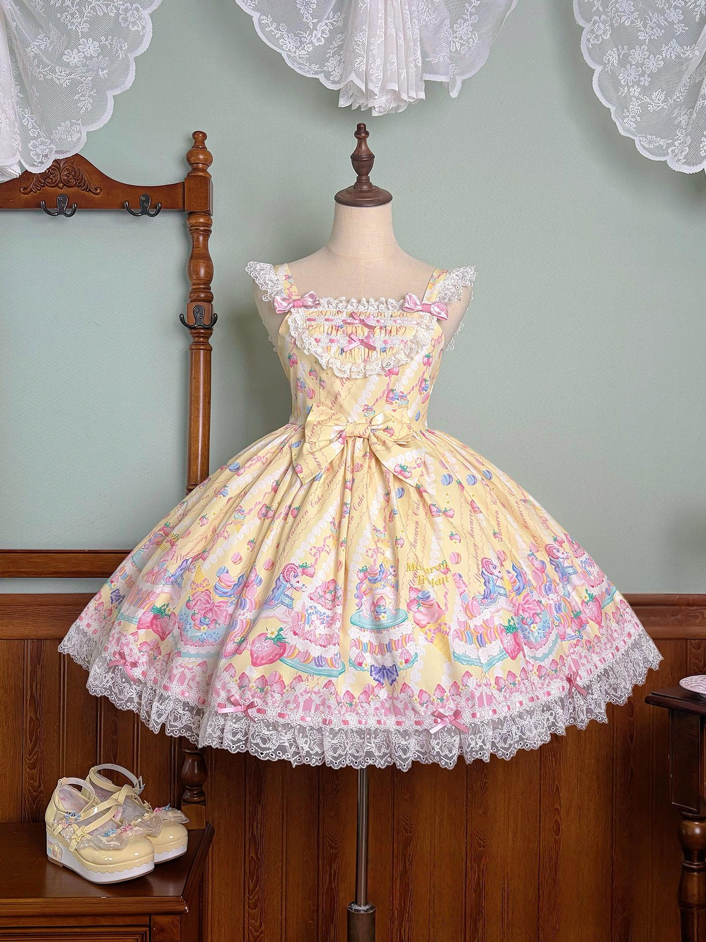 Macaron - Printed Sweet Lolita OP Dress and Old School JSK - image 44