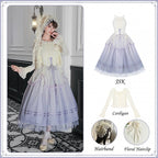 Purple Classic Gradient Lolita JSK Set with Cardigan and Hair Accessories - image 2