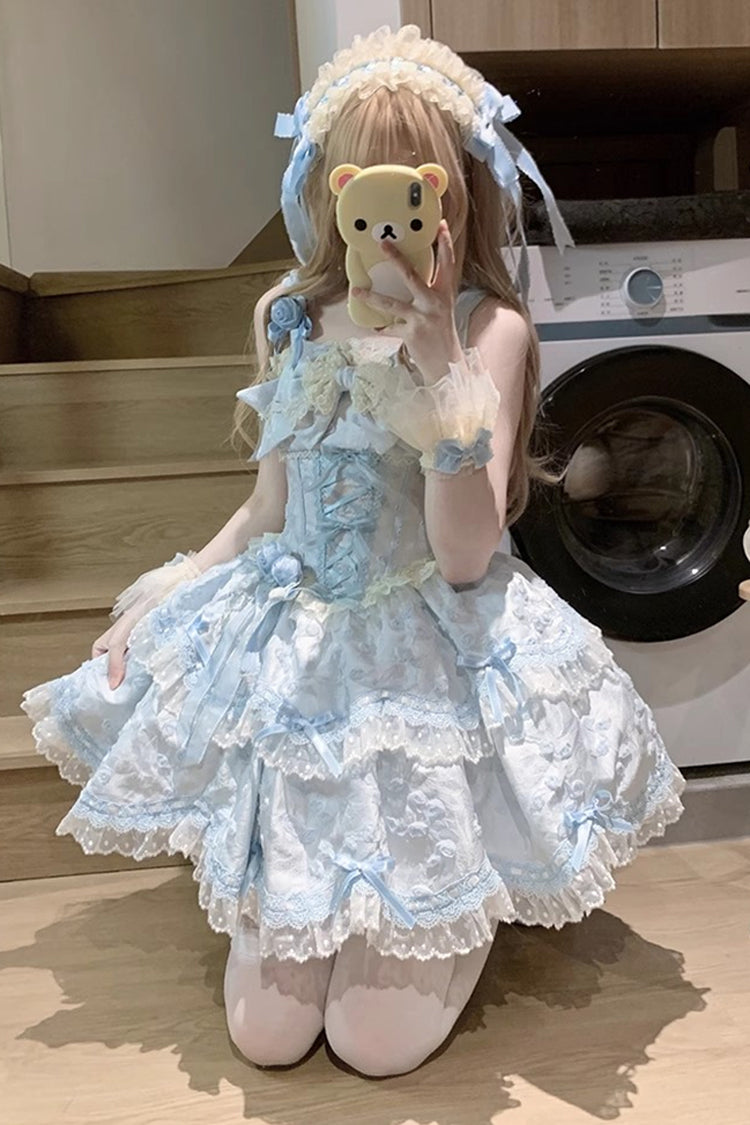Floral Overture Sweet Lolita JSK Dress in Blue - image 7