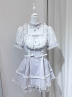 Shirohato Gray and White Ryousangata Dress Choker and Shorts Set - image 1