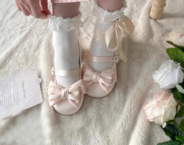 Sissi Satin Bow Sweet Lolita Low Heels - image 5