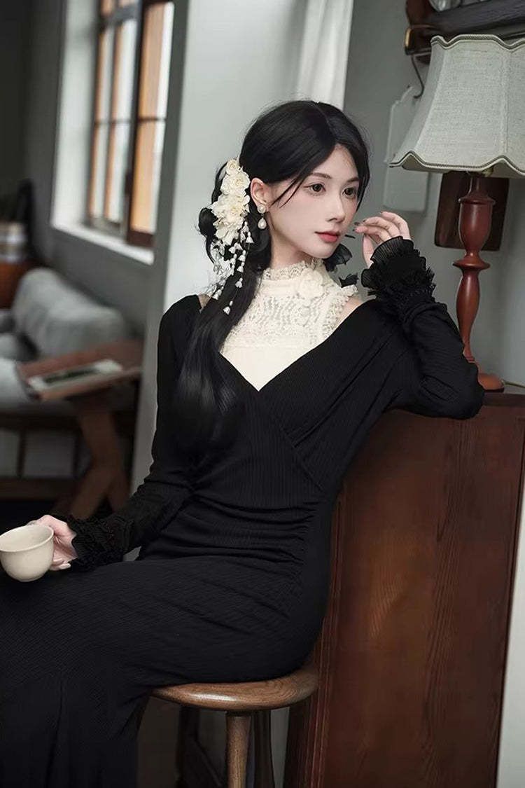Secret Crush - Long Sleeves Gothic Lolita Fishtail Dress & Top Options - image 5