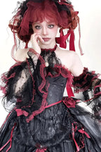 Layered Poem - Halterneck Sleeveless Multi-Layered Jacquard Bride Bow Lace Gothic Lolita Dress - image 4
