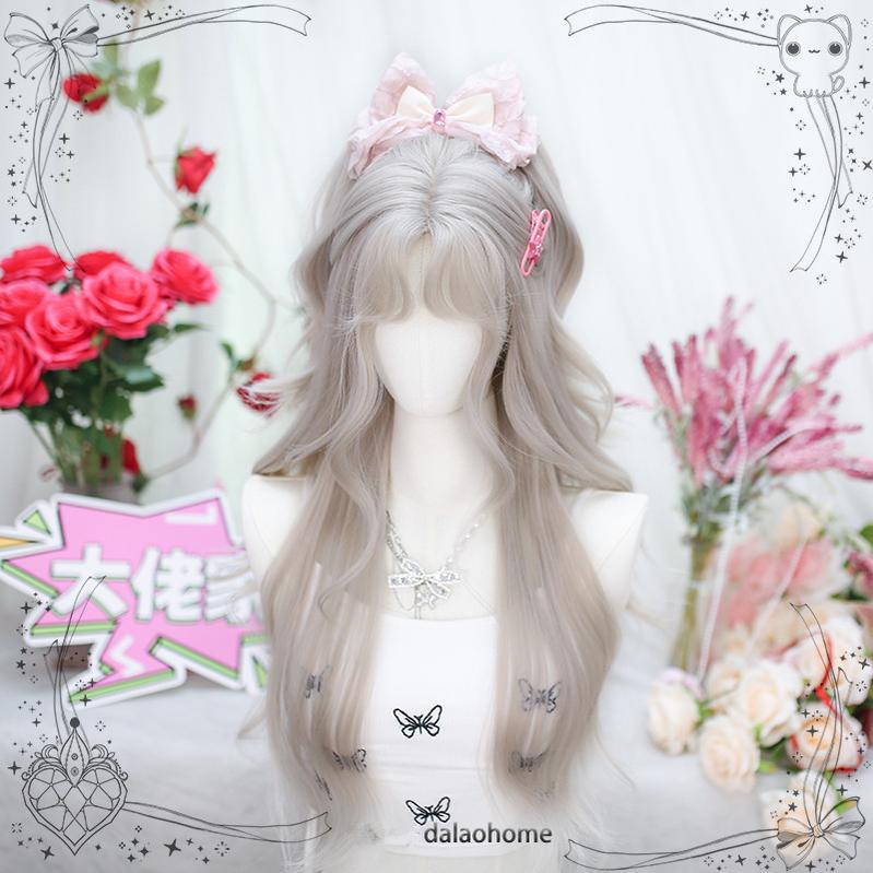 Moon Sinking - Elegant Lolita Long Curly Greige Wig - image 2