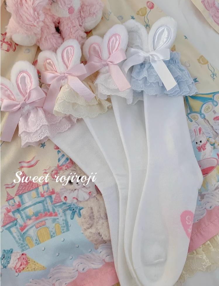 Cotton Lolita Bunny Ear Socks Summer Bow Short Socks - image 10