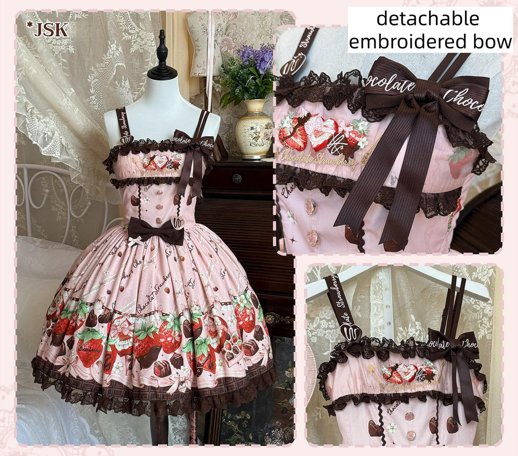 Strawberry Chocolate Lovers Sweet Lolita Embroidered Dress - image 6