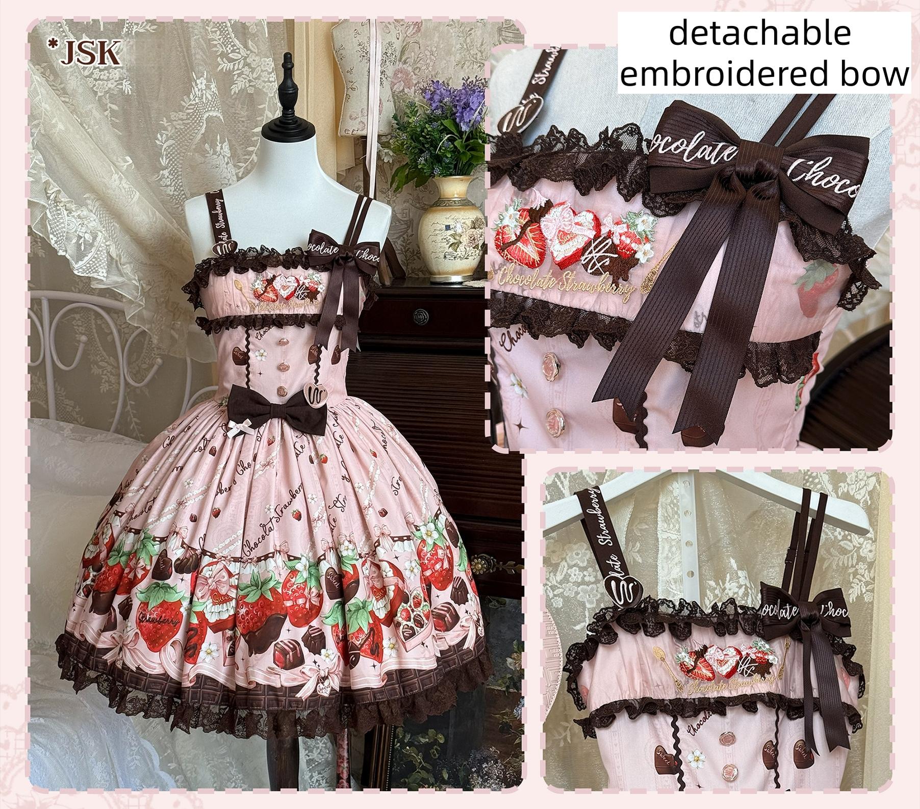Strawberry Chocolate Lovers Sweet Lolita Embroidered Dress - image 6