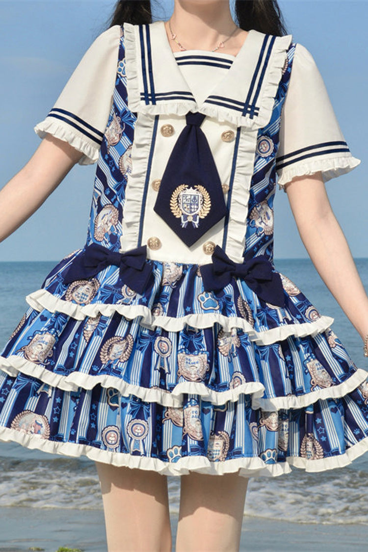 Glory of the Dog - Sweet Lolita Navy-Collar OP Dress in 2 Blues - image 10