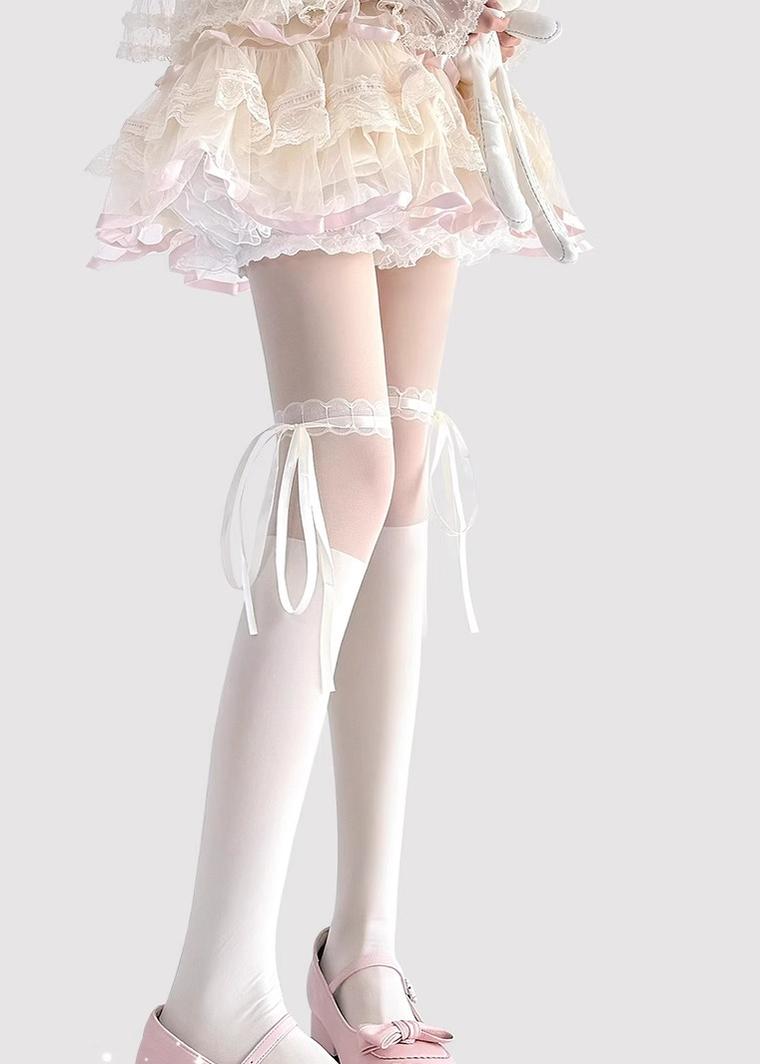 Lace-Splice Lolita Thigh-High Socks - image 5