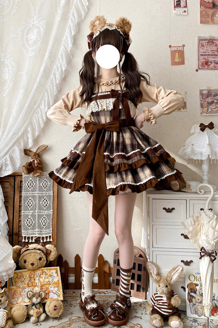 Caramel Cocoa Double-Layered Sweet Lolita JSK Dress - image 7