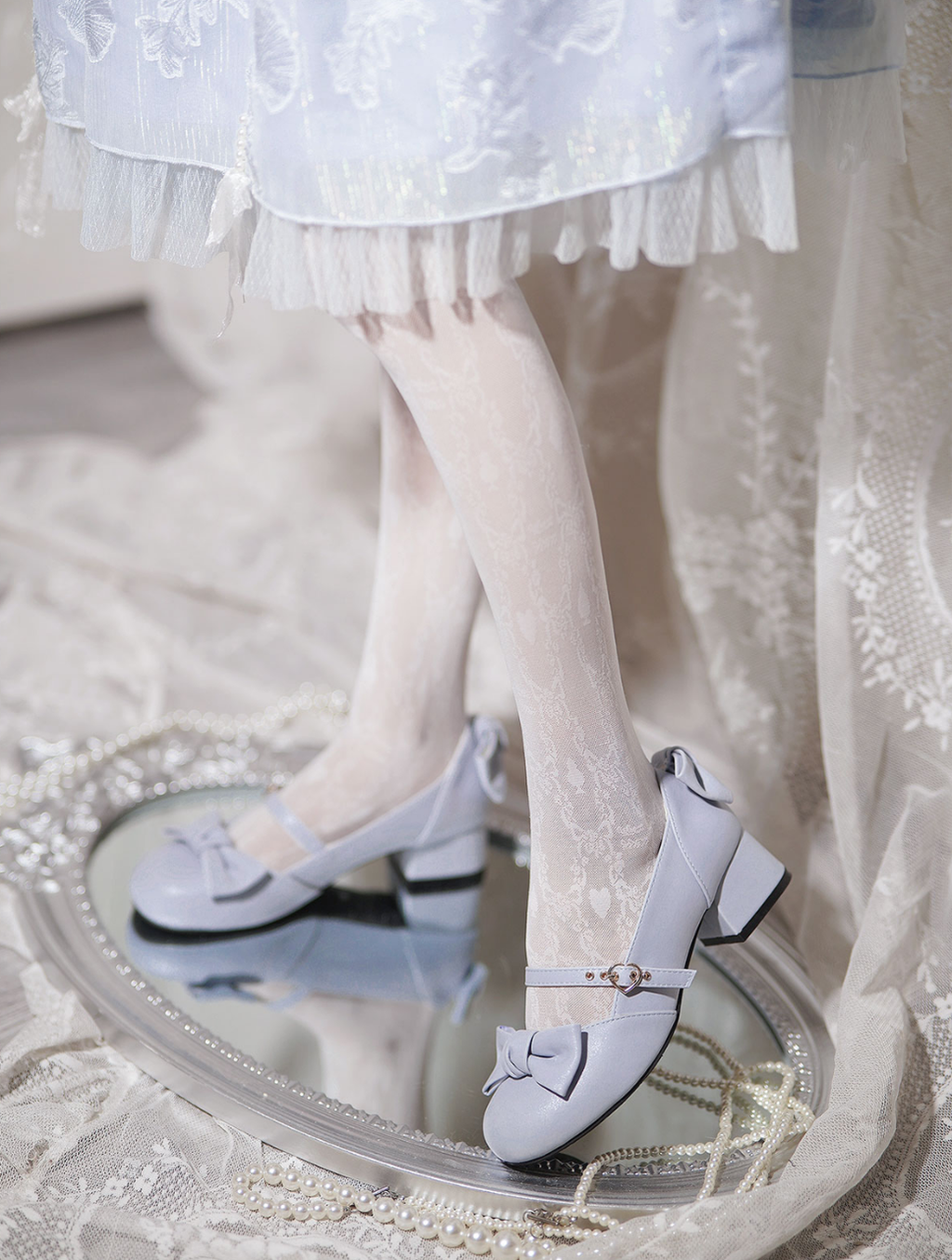 Elegant Lolita Bownot Retro High Heel Shoes - image 21