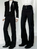 Black High-Waisted Ouji Flare Pants – Straight-Leg Buttoned Waistband | ASAE - image 7