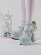 Whispering Tulip - Classic Lolita Heel Shoes with Detachable Bows - image 11