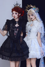 Spider Gothic Lolita Vest, Corset, Mini Skirt and Brooch Set in White - image 2