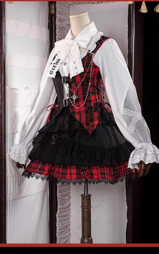 Kalila - Punk Lolita Dress Set Plaid Shorts Set - image 9