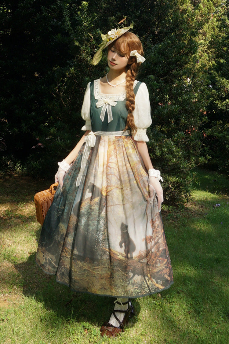 Morning in the Pine Forest - Sweet Lolita OP Dress in Dark Green - image 1