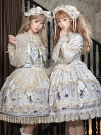 Azure Rabbit-Print Bow JSK with Lace Blouse - image 4