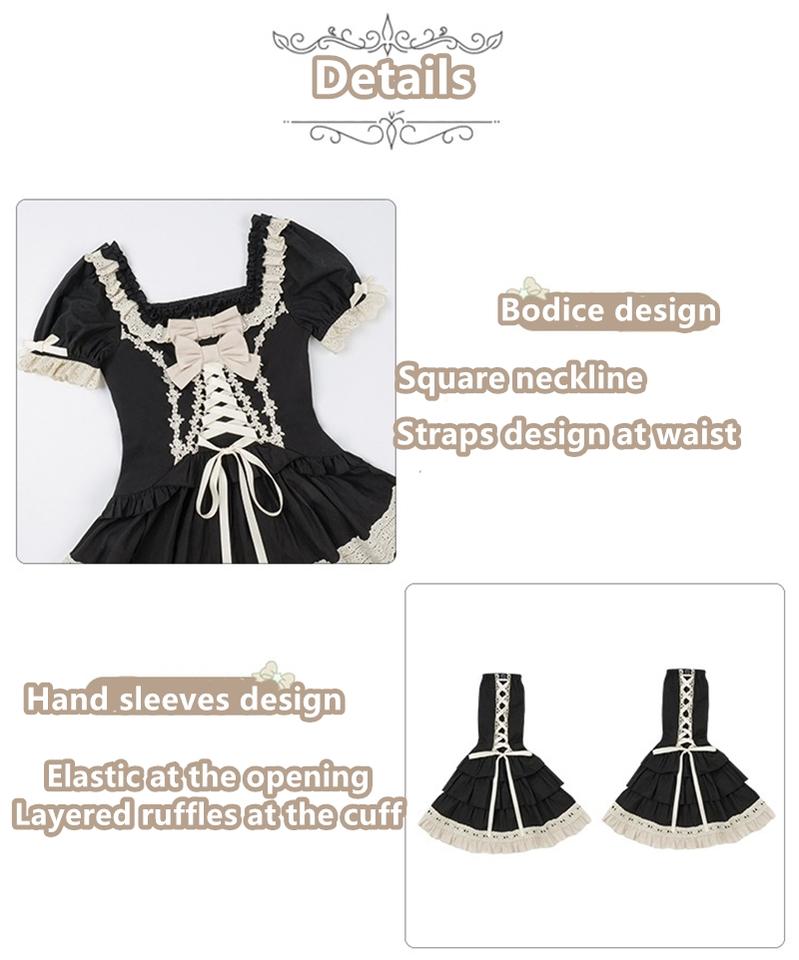 Classic Black Lolita OP Dress, Petticoat and Accessories - image 22