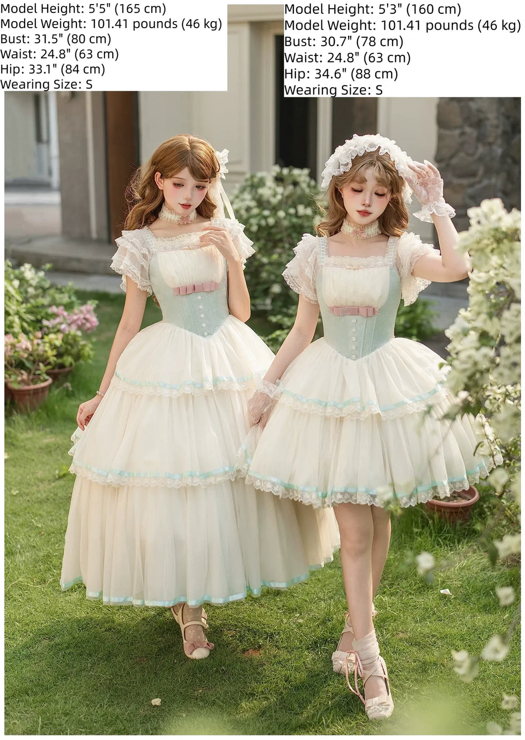 Sea Salt Soda - Classic Lolita Adjustable Corset JSK Dress, Tiered Tulle Hem - image 11