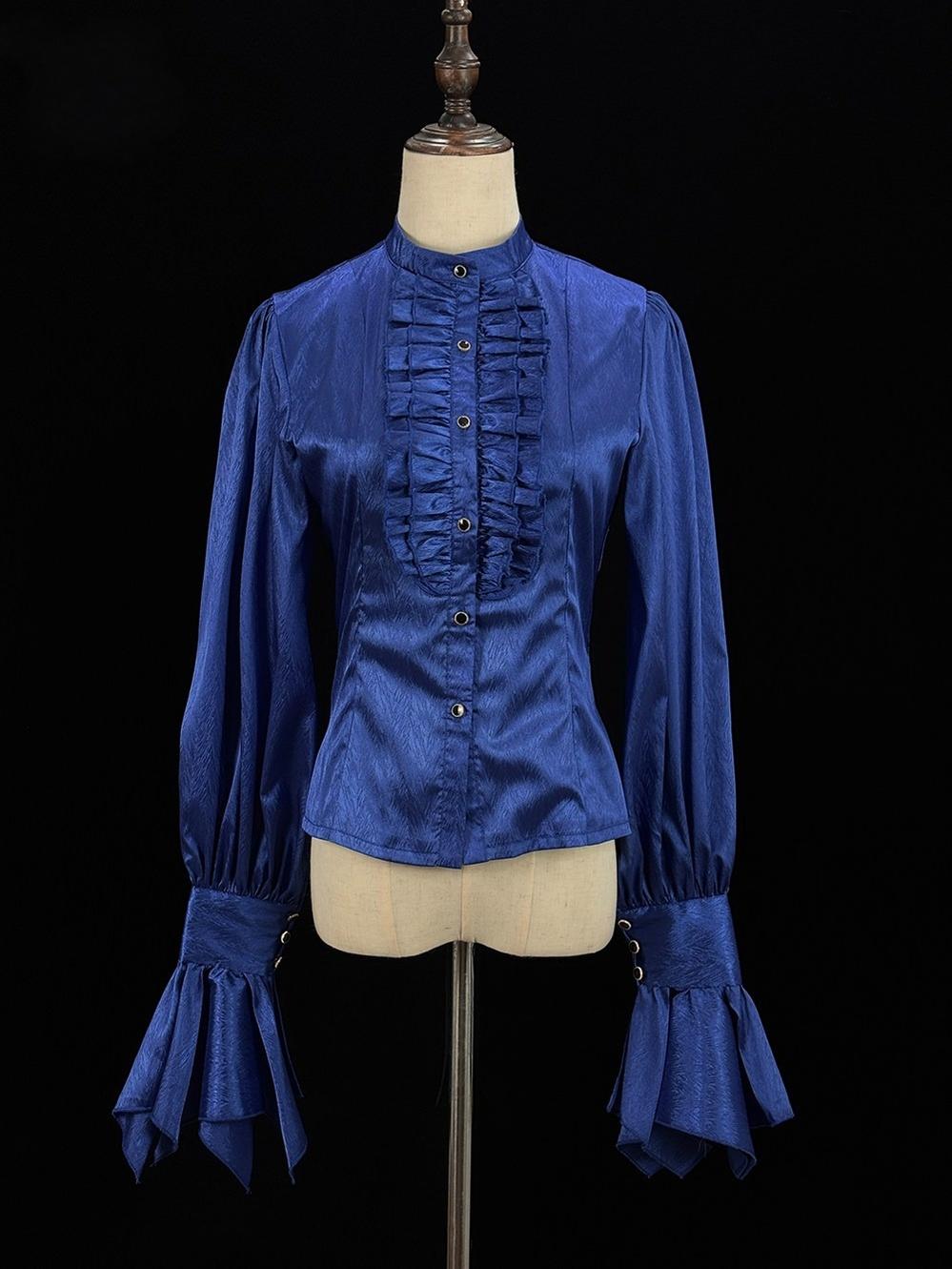 Moonnight Return - Ouji Lolita Stand Collar Shirt with Irregular Cuffs - image 5