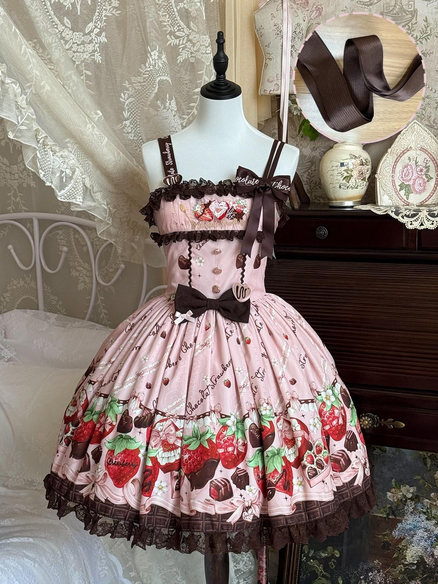 Strawberry Chocolate Lovers Sweet Lolita Embroidered Dress - image 1