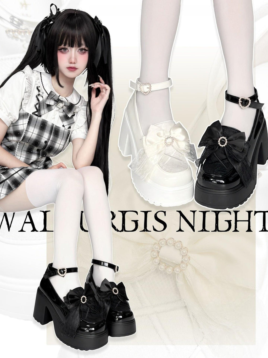 Daily Black and White Lolita Heels - image 1