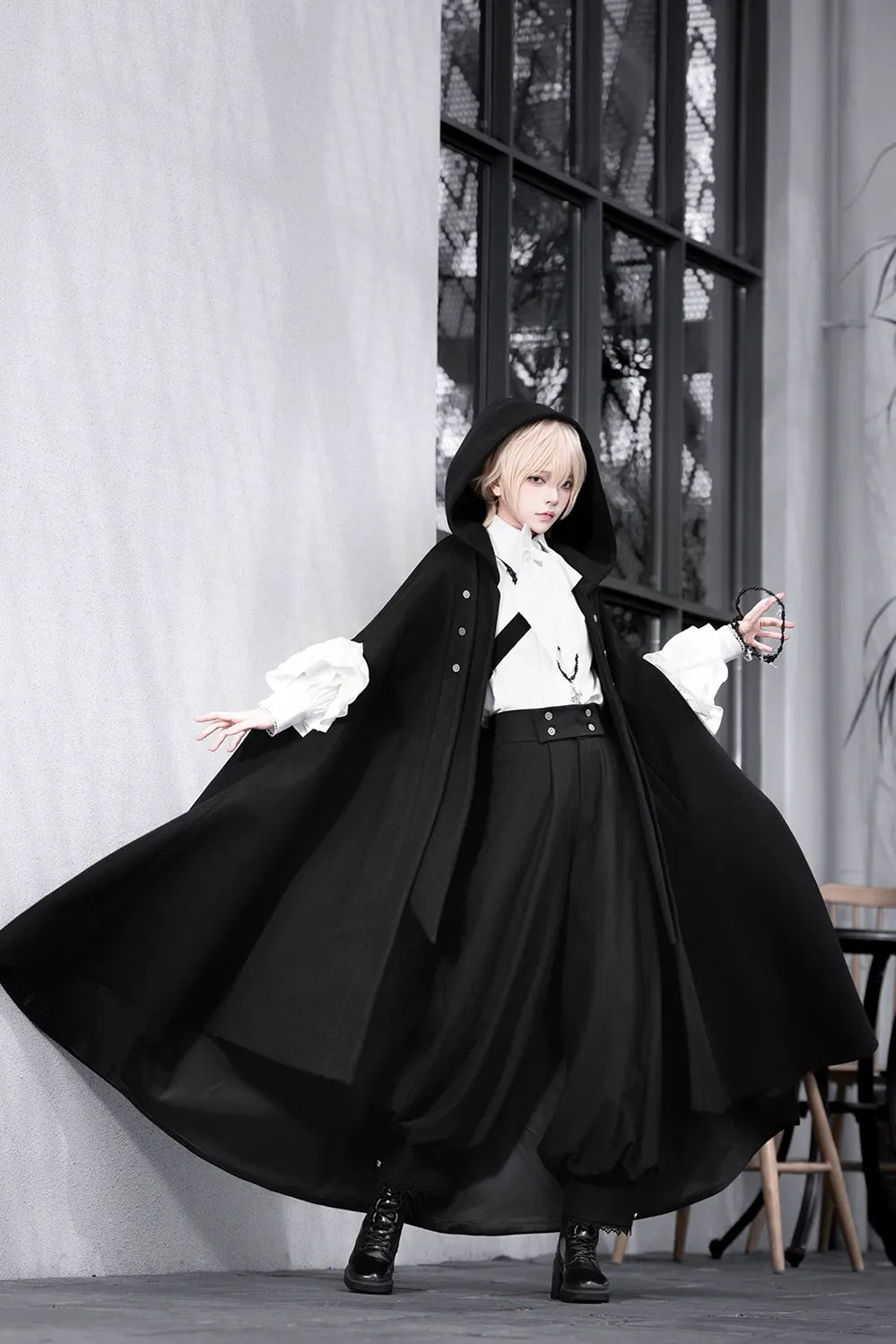 Codename 003 - Ouji Lolita Shirt and Pants Set, Hooded Cape - image 1