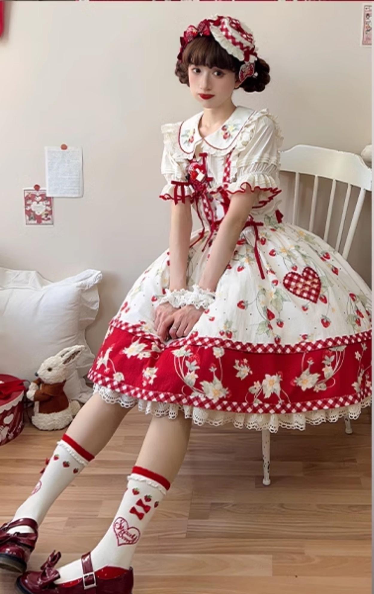 Sweet Lolita Shirt Strawberry Embroidery Ivory Blouse - image 16