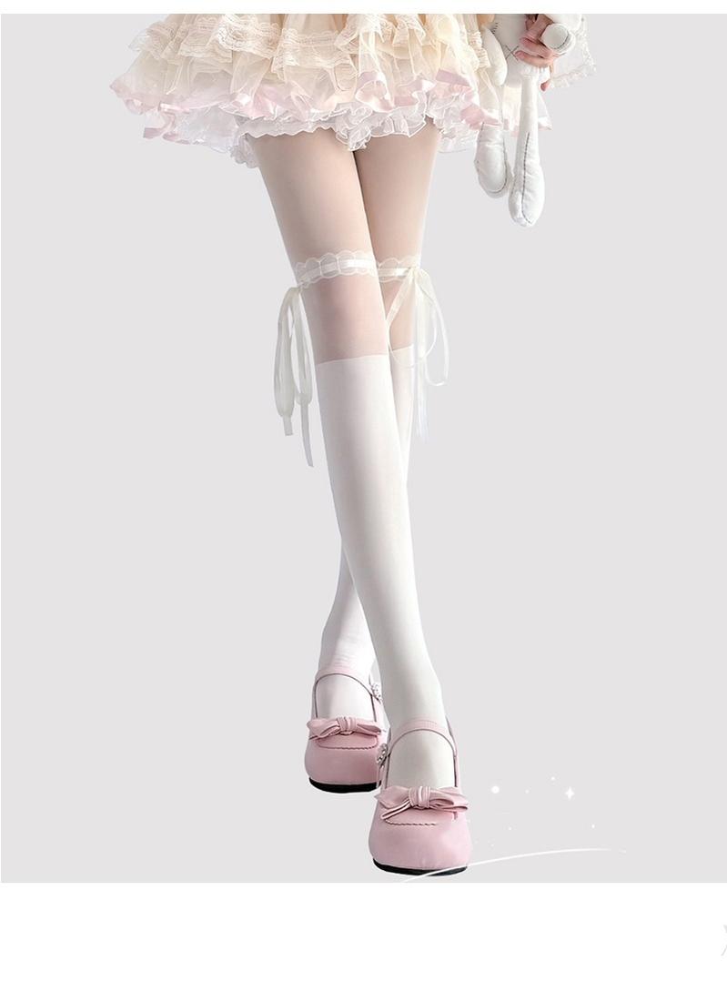 Lace-Splice Lolita Thigh-High Socks - image 10