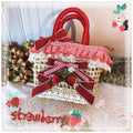 Country Lolita Straw-Woven Bag, Strawberry Accent - image 1