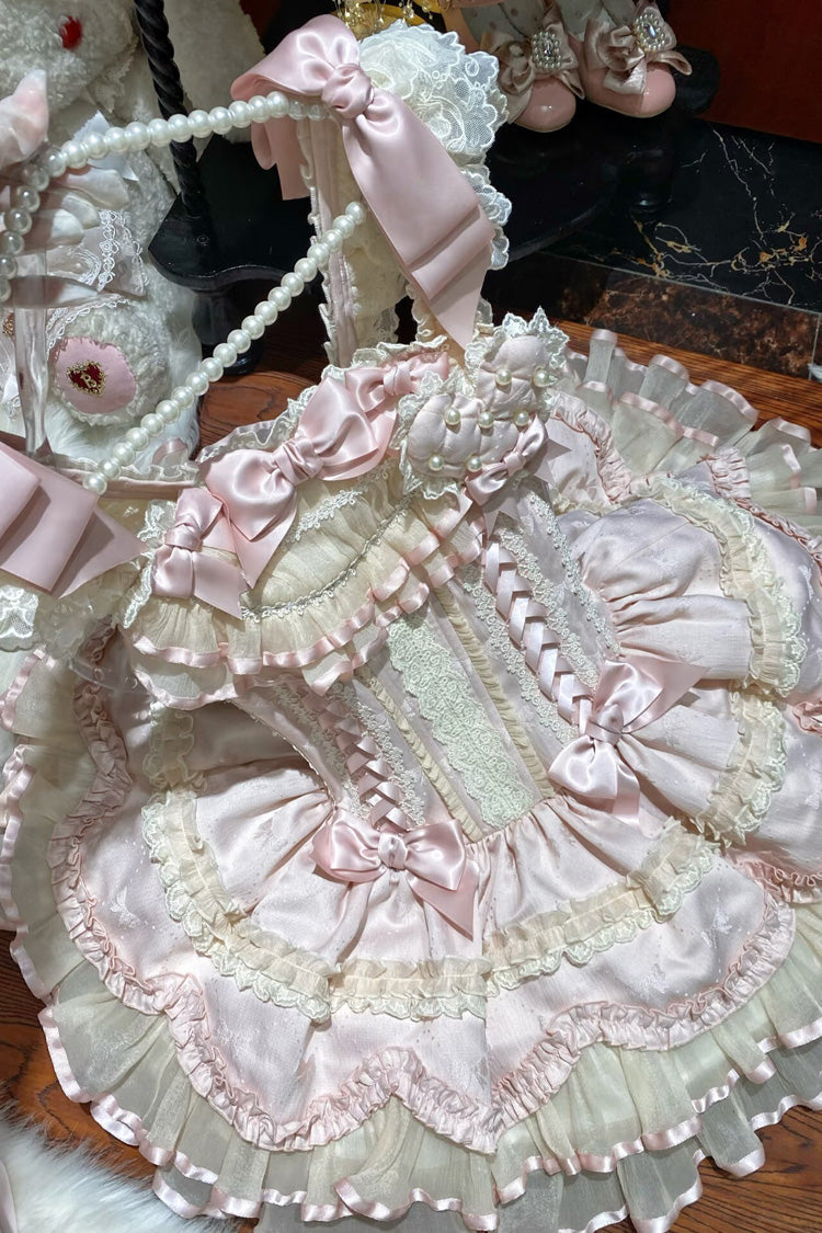 Triple-Layered Ruffled Bow Lace-Up Slim Ballet Sweet Lolita Dress - image 17
