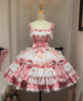 Girl's Secret - Pink Sweet Lolita JSK Dress with Lace and Bow Trailing - image 1