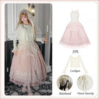 Pink Classic Gradient Lolita JSK Set with Cardigan and Hair Accessories - image 2
