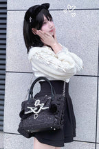 Sweet Ruffle Bowknot Pearl-Chain Lolita Handbag - image 6