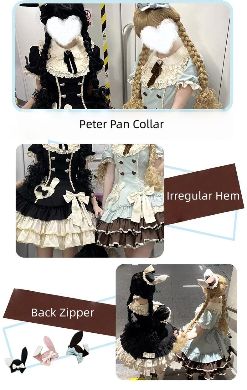 Creamy Bud - Old School Lolita OP Dress, Bunny Ear Heart Accent - image 7
