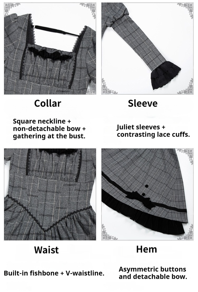 Yesterday's Epistle - Winter Classic Lolita Plaid Dress Set, Fishbone Waist - image 24