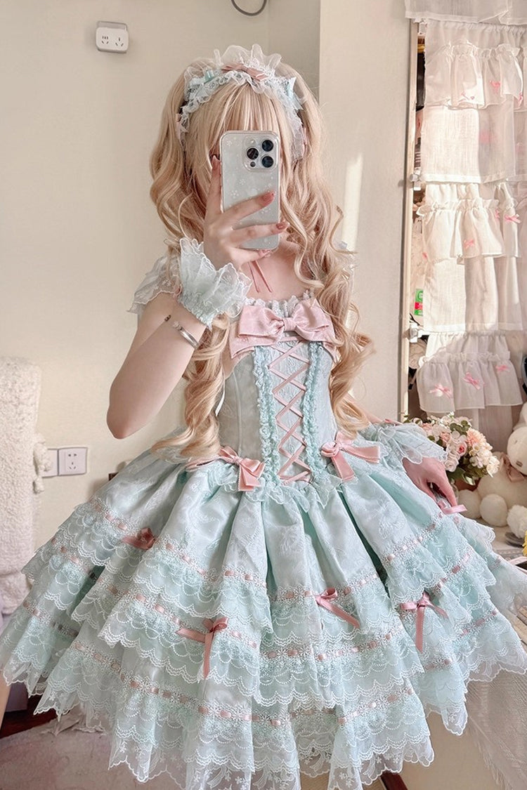 Flora Isle Butterfly Sweet Elegant Lolita JSK Dress in Green - image 3